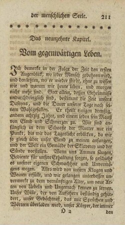 Das neunzehnte Kapitel. Vom gegenwärtigen Leben