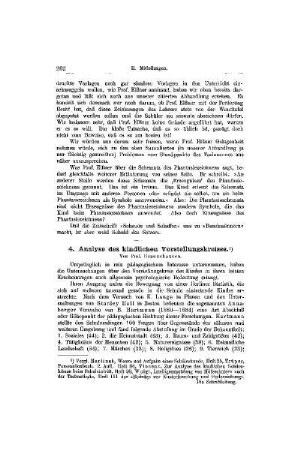 Analyse des kindlichen Vorstellungskreises : [Mitteilungen]