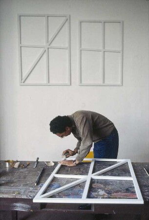 Florenz. Villa Romana. Günter Tuzina bei der Arbeit im Atelier