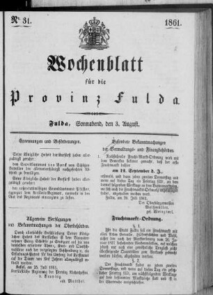 Nr. 31, Ausgabe vom 3. August 1861