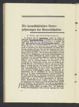Die hauptsächlichsten Unternehmungen der Gewerkschaften