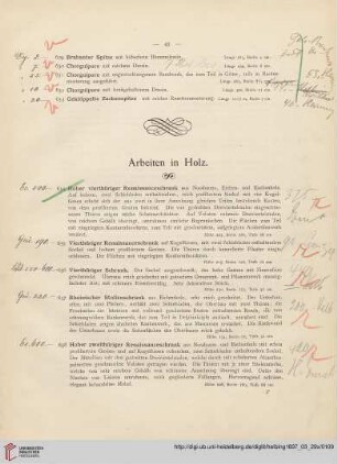 Arbeiten in Holz (Nr. 634-863)
