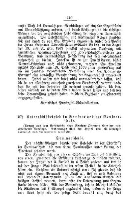 Unterrichtsbetrieb im Seminar und der Seminarschule : [III. Seminarien, Bildung der Lehrer und deren persönliche Verhältnisse]