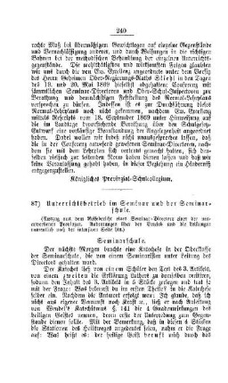 Unterrichtsbetrieb im Seminar und der Seminarschule : [III. Seminarien, Bildung der Lehrer und deren persönliche Verhältnisse]