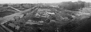 180° Panorama, Blick Richtung Süd auf die Baugrube GSW-Hochhaus. Berlin-Kreuzberg, Rudi-Dutschke-Straße