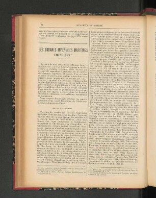 Les Douanes Impériales Maritimes Chinoises.
