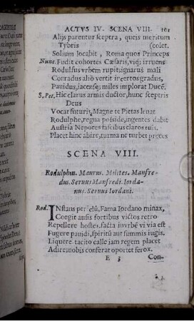 Scena VIII. Rodulphus. Maurus. Milites. Manfredus. Servus Manfredi. Iordanus. Servus Iordani
