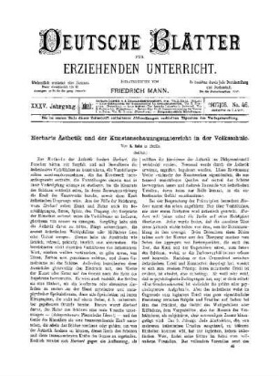 Herbarts Ästhetik und der Kunstanschauungsunterricht in der Volksschule : (Schluß)
