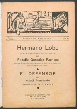 1936001000: Hermano lobo : comedia dramática en tres actos