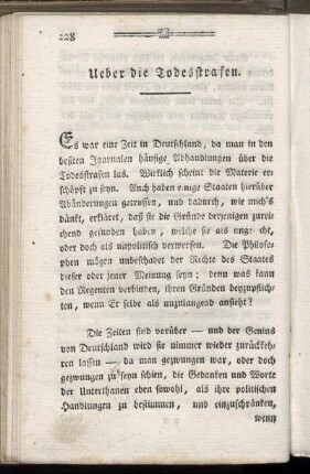 Ueber die Todesstrafen.