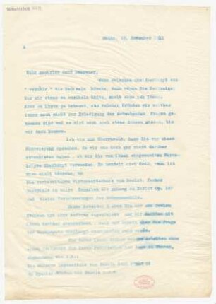 Brief an Heinrich Dessauer : 29.11.1911