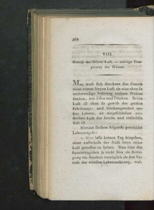 VIII. Genuß der freyen Luft --- mäßige Temperatur der Wärme