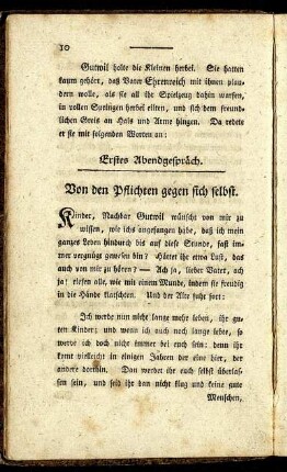 Erstes Abendgespräch. Von den Pflichten gegen sich selbst.