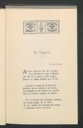 El Tigrero : A Carlos Olivera.