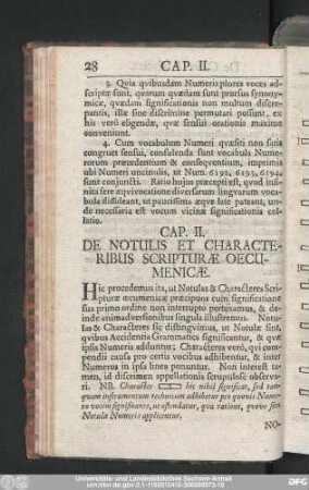 Cap. II. De Notulis Et Characteribus Scripturae Oecumenicae.
