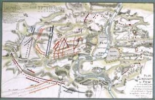 WHK 24 Deutscher Siebenjähriger Krieg 1756-1763: Plan der Schlacht bei Prag zwischen dem siegreichen König von Preußen und den Österreichern unter Prinz Karl von Lothringen, 6. Mai 1757