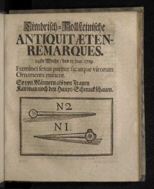 Cimbrisch-Hollsteinische Antiquitæten-Remarques. 24ste Woche / den 13 Jun. 1719.