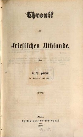 Chronik der friesischen Uthlande