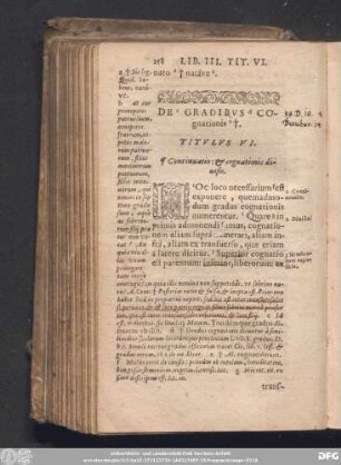 De Gradibus Cognationis. Titulus VI.