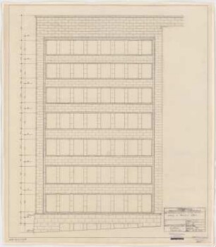 I.G.-Farben, Frankfurt/Main Verwaltungsgebäude: Aufriss Querflügel E, Seitenansicht 1:50