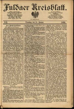 Erste Ausgabe vom Dienstag, den 21. Januar 1896.
