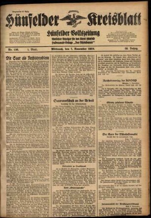 Erste Ausgabe vom Mittwoch, den 07. November 1934.