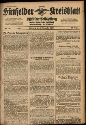 Erste Ausgabe vom Mittwoch, den 07. November 1934.