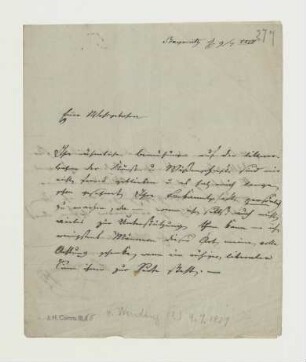 Brief von Constantin Ludwig von Welden an Joseph Heller