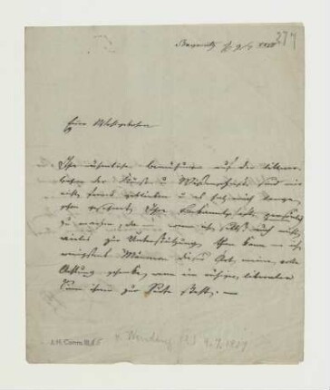 Brief von Constantin Ludwig von Welden an Joseph Heller