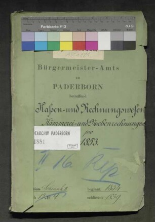 Kämmerei- und Nebenrechnungen 1853