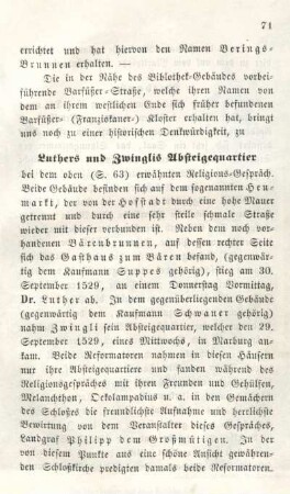 Luthers und Zwinglis Absteigequartier