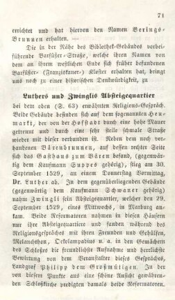 Luthers und Zwinglis Absteigequartier