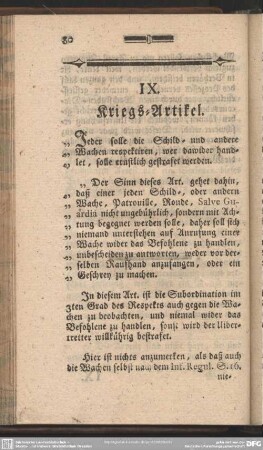 IX. Kriegs-Artikel