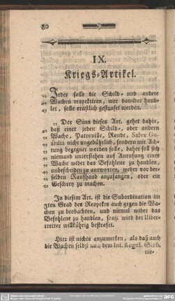 IX. Kriegs-Artikel
