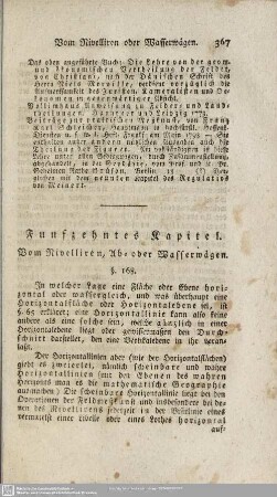 Funfzehntes Kapitel. Vom Nivelliren, Ab- oder Wasserwägen