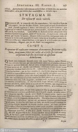 Syntagma III. De visione et nodo videndi.