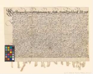 Altmärkische und prignitzsche Städte verschreiben sich Hieronymus Pantzmann zu Tangermünde über 500 Taler.