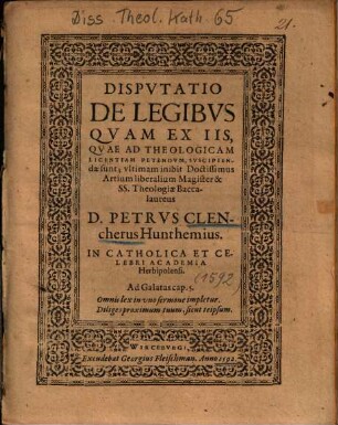 Dispvtatio De Legibvs