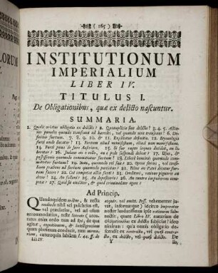 Institutionum Imperialium Liber IV. Titulus I. De Obligationibus, quæ ex delicto nascuntur