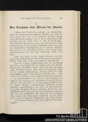 II. Kapitel. Das Trocknen oder Dörren der Beeren.