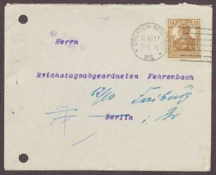 Anonymes Schreiben aus Dresden an Constantin Fehrenbach, Kritik an der Friedensresolution
