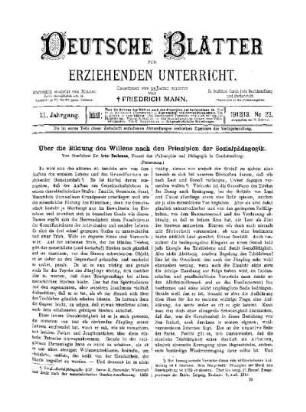 Über die Bildung des Willens nach den Prinzipien der Sozialpädagogik : (Fortsetzung)