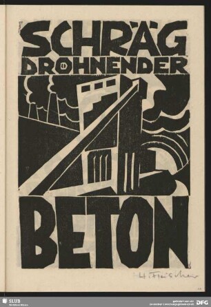 Schräg drohnender Beton