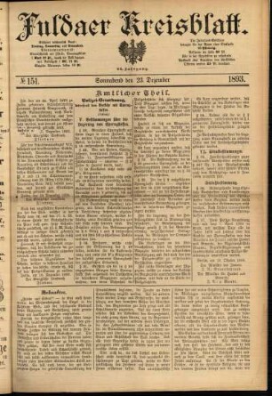 Erste Ausgabe vom Samstag, den 23. Dezember 1893.