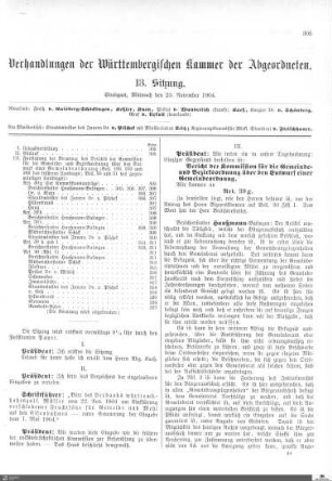 13. Sitzung, Stuttgart, 23.11.1904
