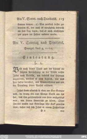 Am V. Sonntag nach Trinitatis. Evangel. Lucä 5, 1 - 11.