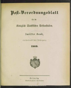 12.1860: Post-Verordnungsblatt für die Königlich Sächsischen Postanstalten