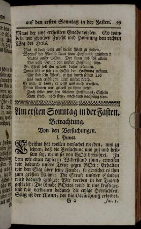 Am ersten Sonntag in der Fasten.