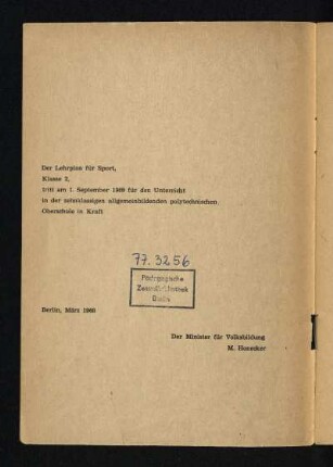 Der Lehrplan für ...