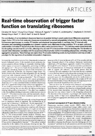 Real-time observation of Trigger factor function on translating ribosomes